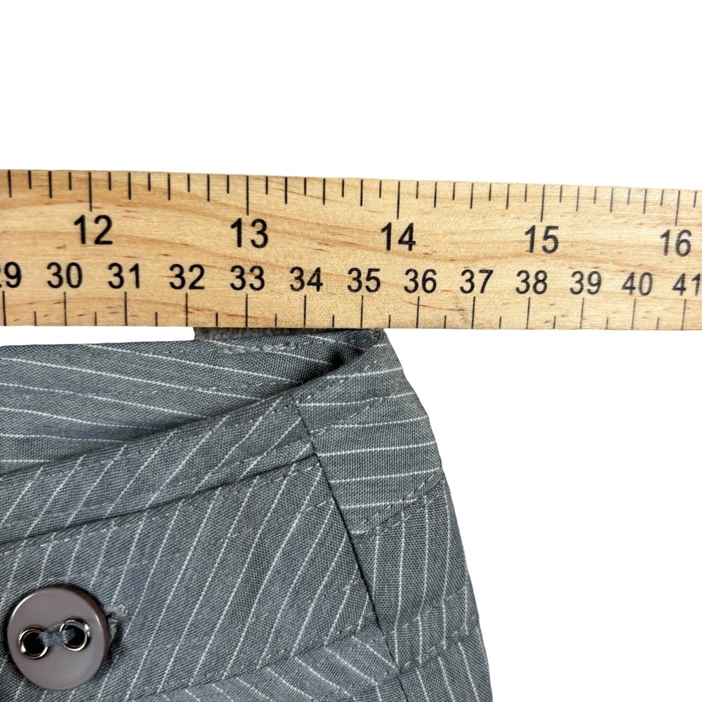 VTG Tracy Evans Pinstripe Y2K Dress Pants Women Sz 1 Gray Flare Leg Low Rise - Picture 6 of 7